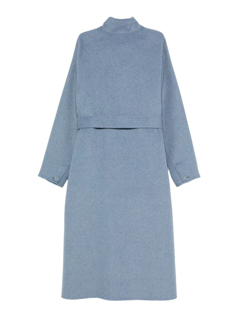 belted stand-collar coat