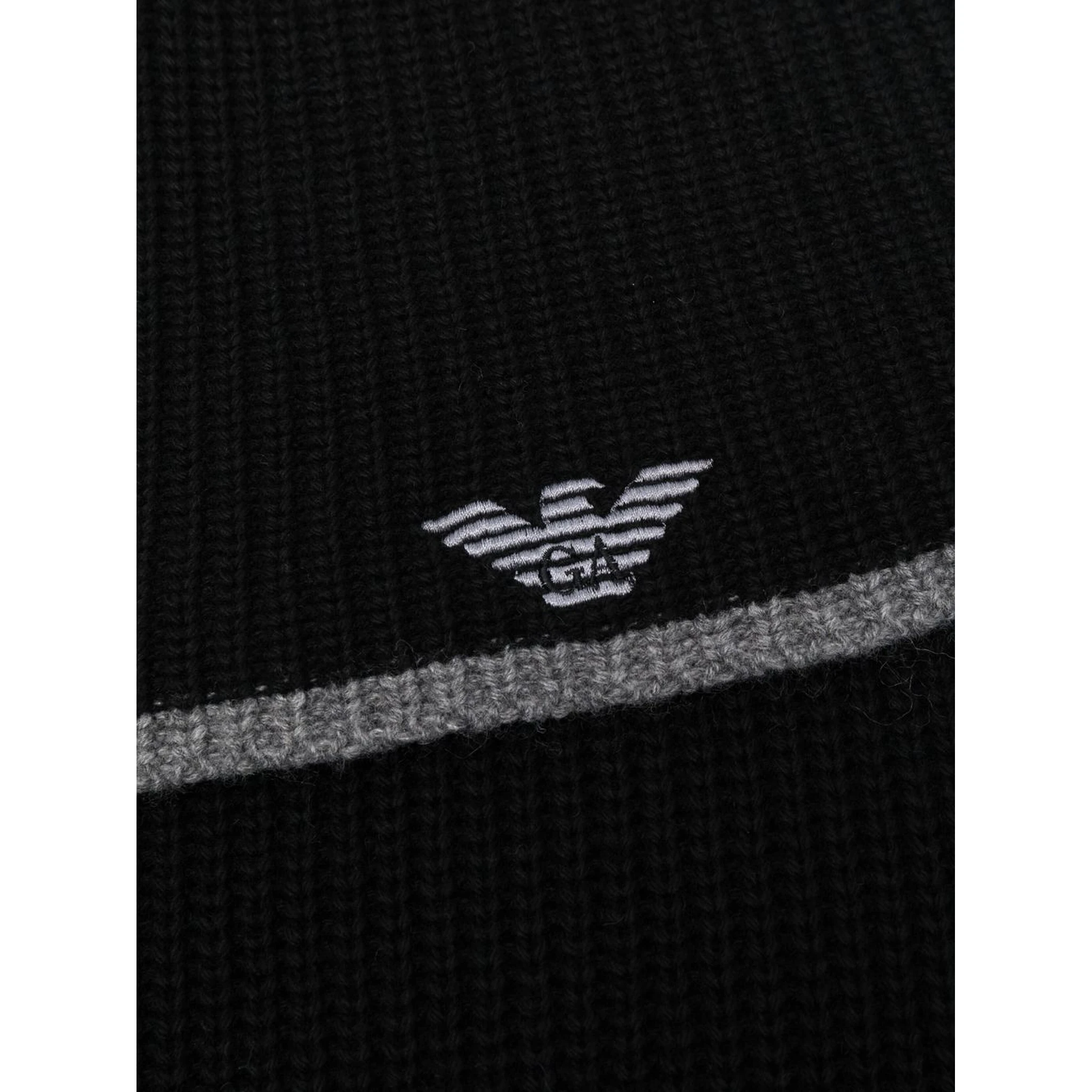 Black Scarf And Beanie Set With Logo Embroidery In Wool Blend Man