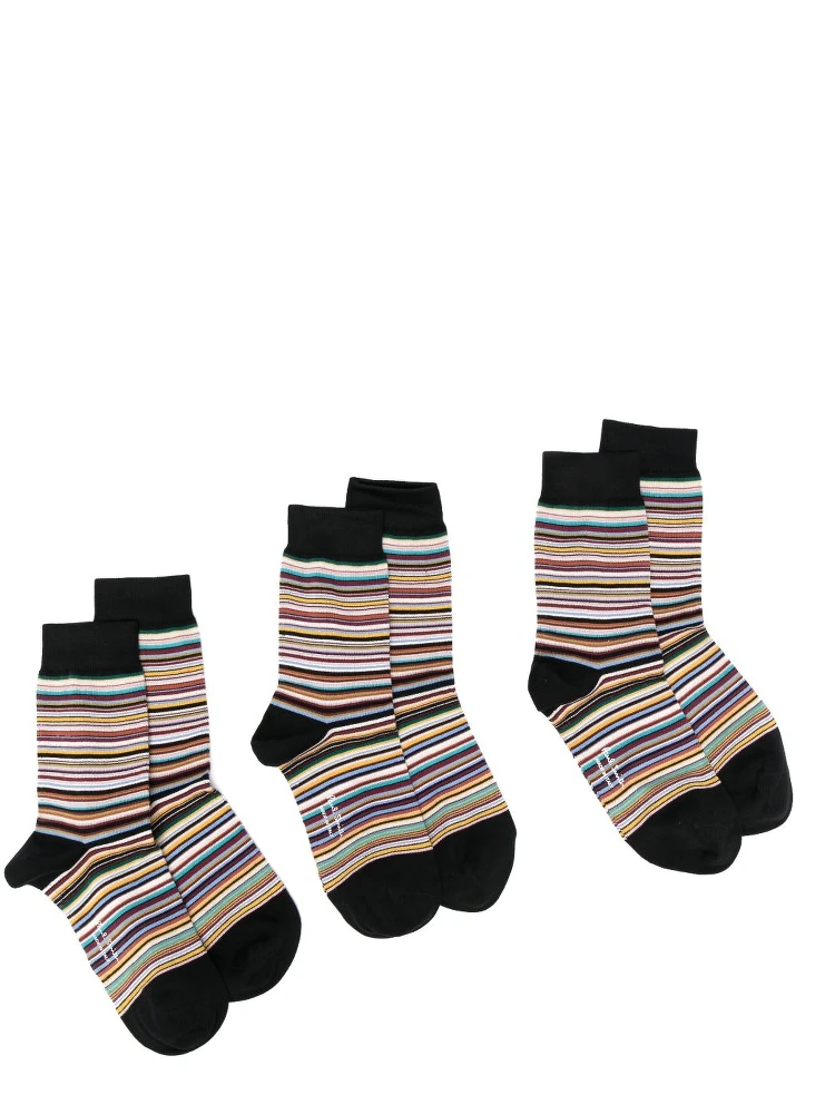 logo-print striped ankle socks