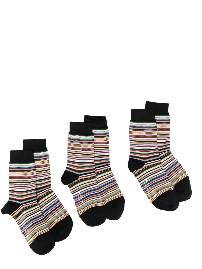 logo-print striped ankle socks