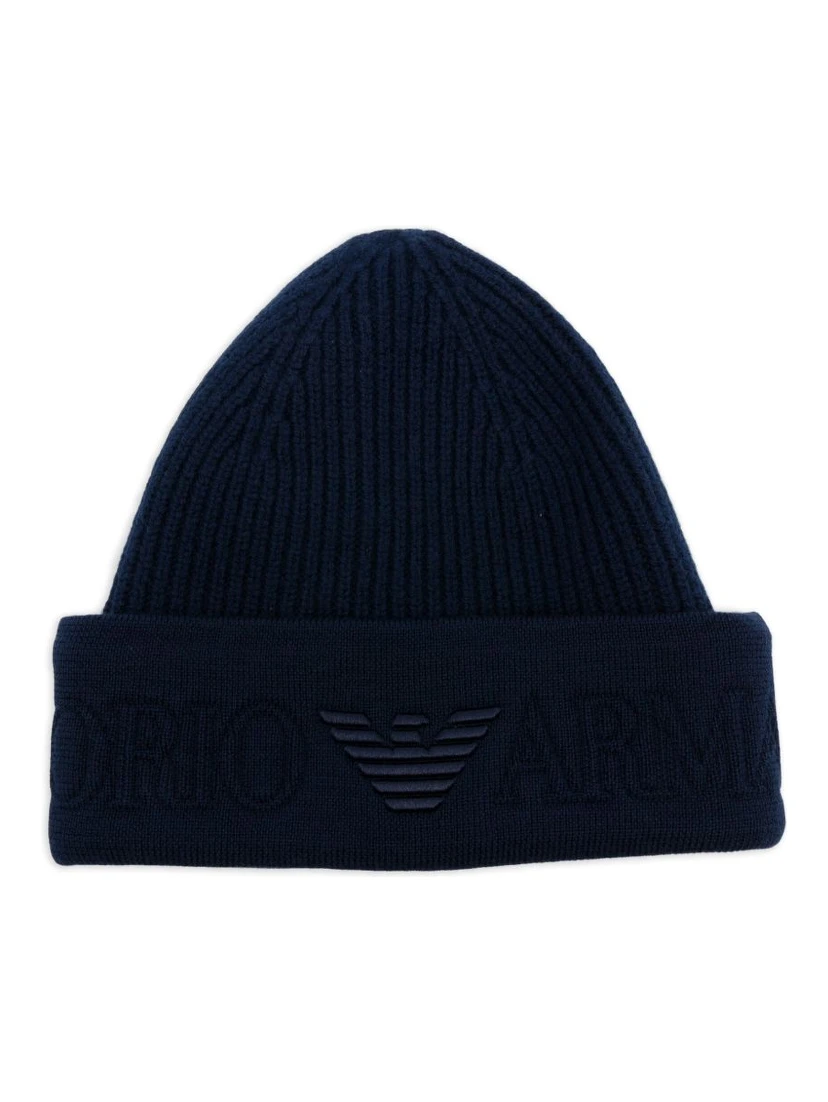 logo-embroidered ribbed beanie