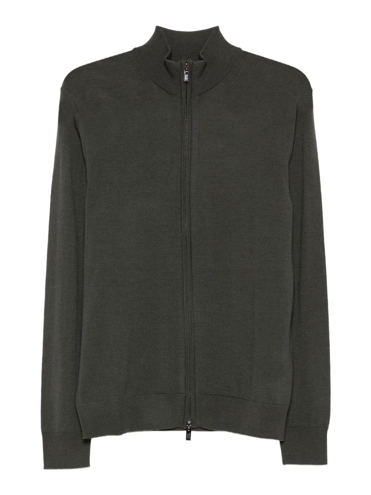 zip-up wool sweater