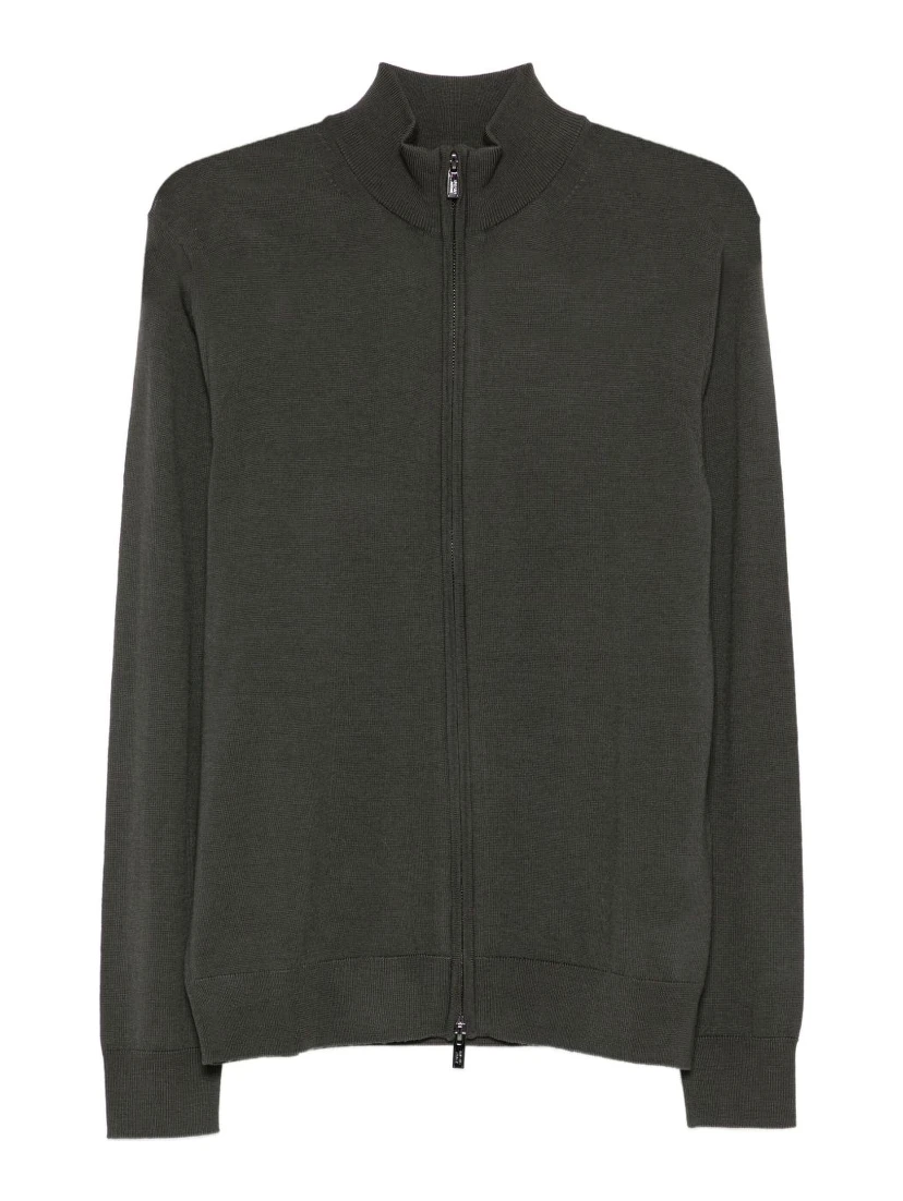 zip-up wool sweater