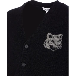 fox-head buttoned cardigan