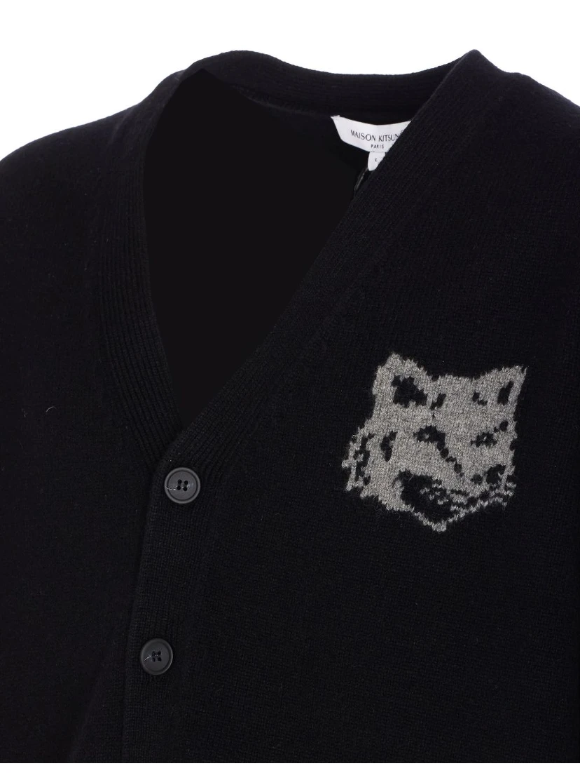 fox-head buttoned cardigan