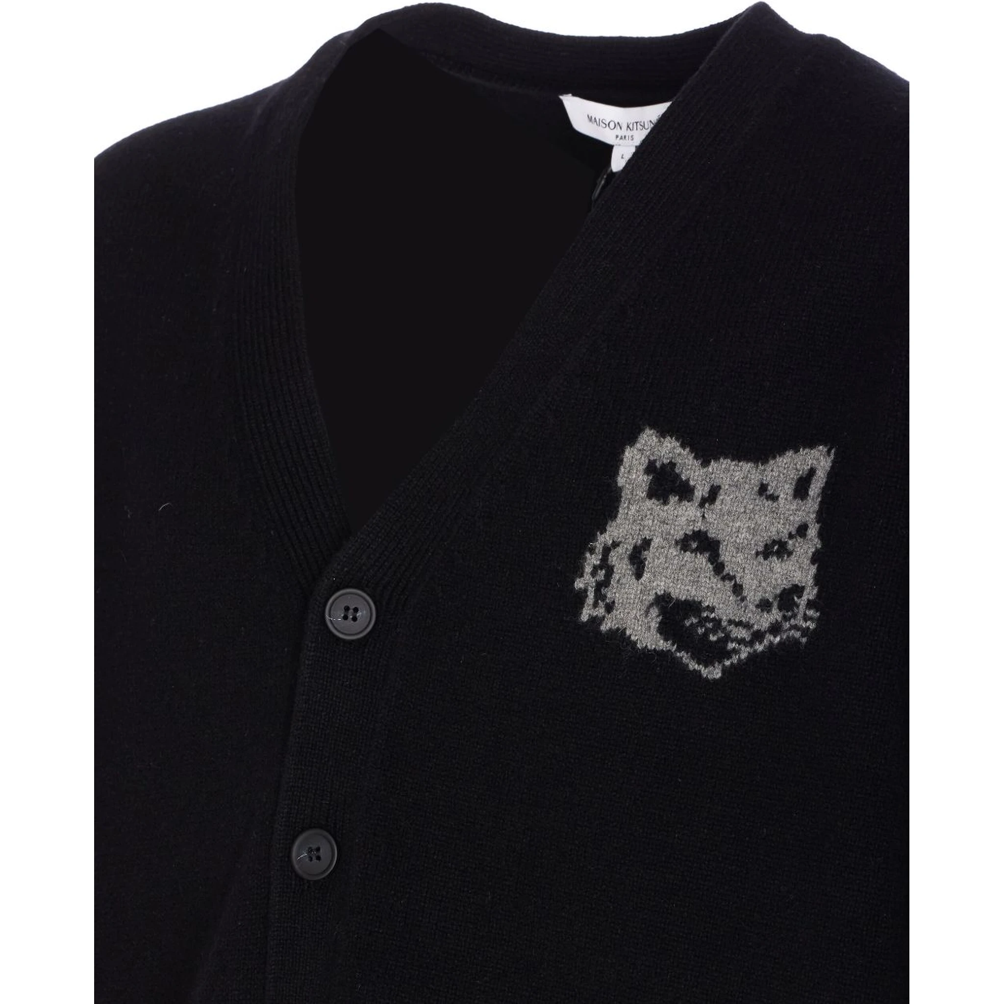 fox-head buttoned cardigan