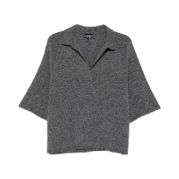 polo-neck short-sleeve top
