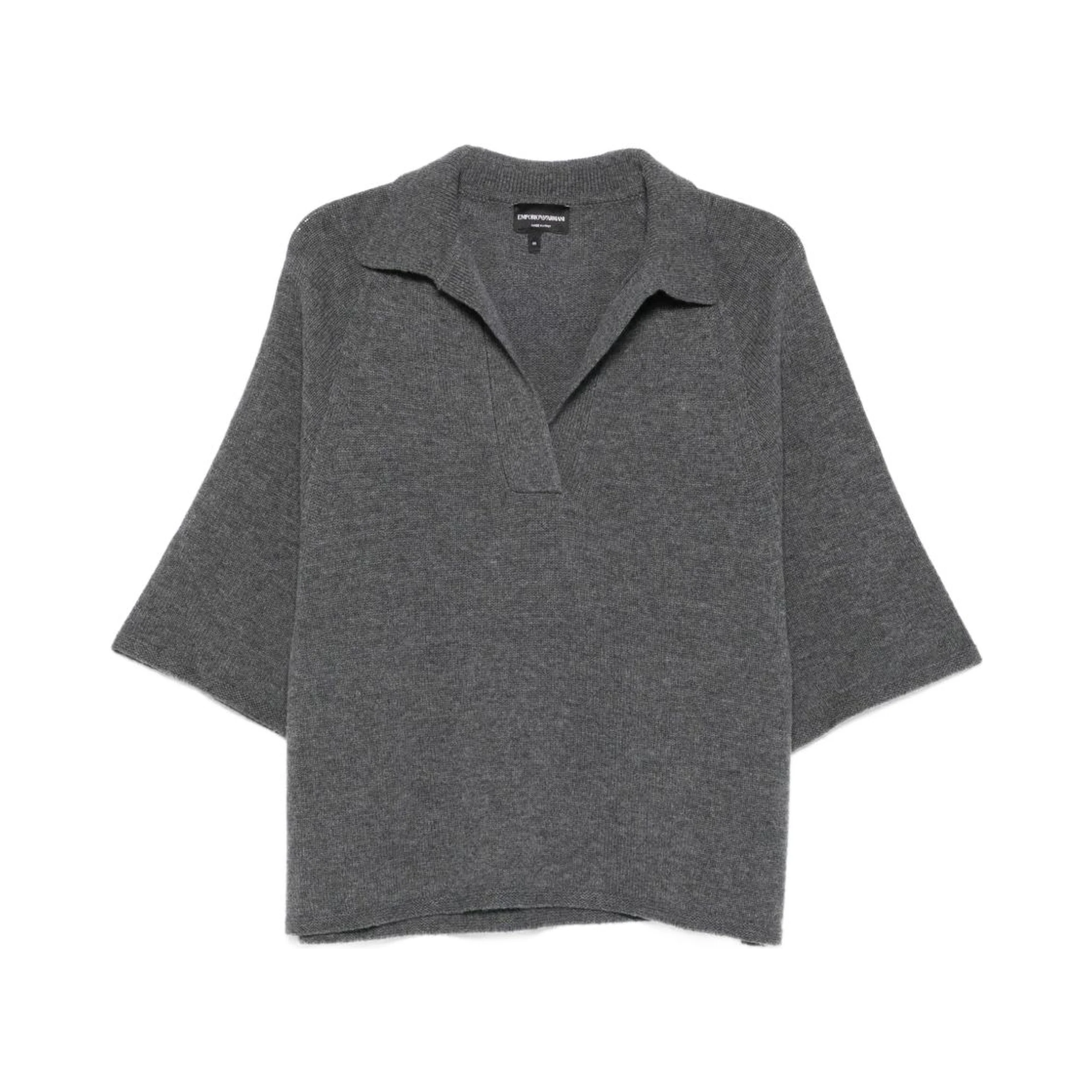 polo-neck short-sleeve top