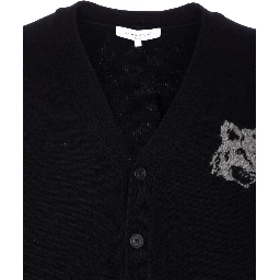 fox-head buttoned cardigan