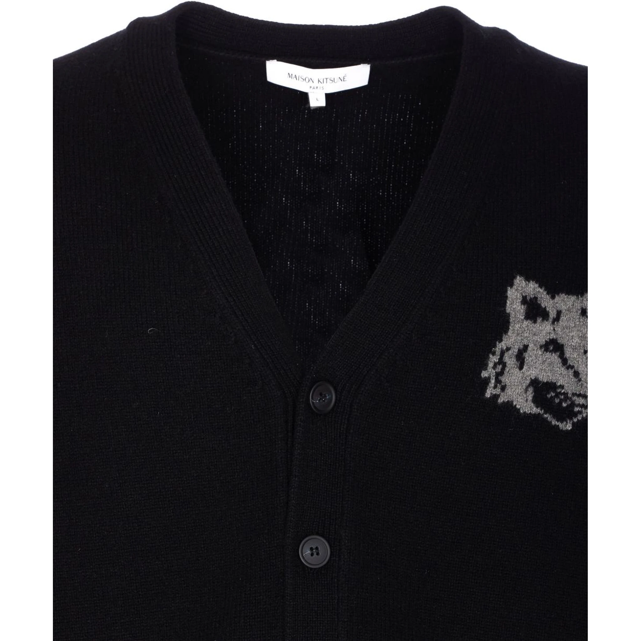 fox-head buttoned cardigan