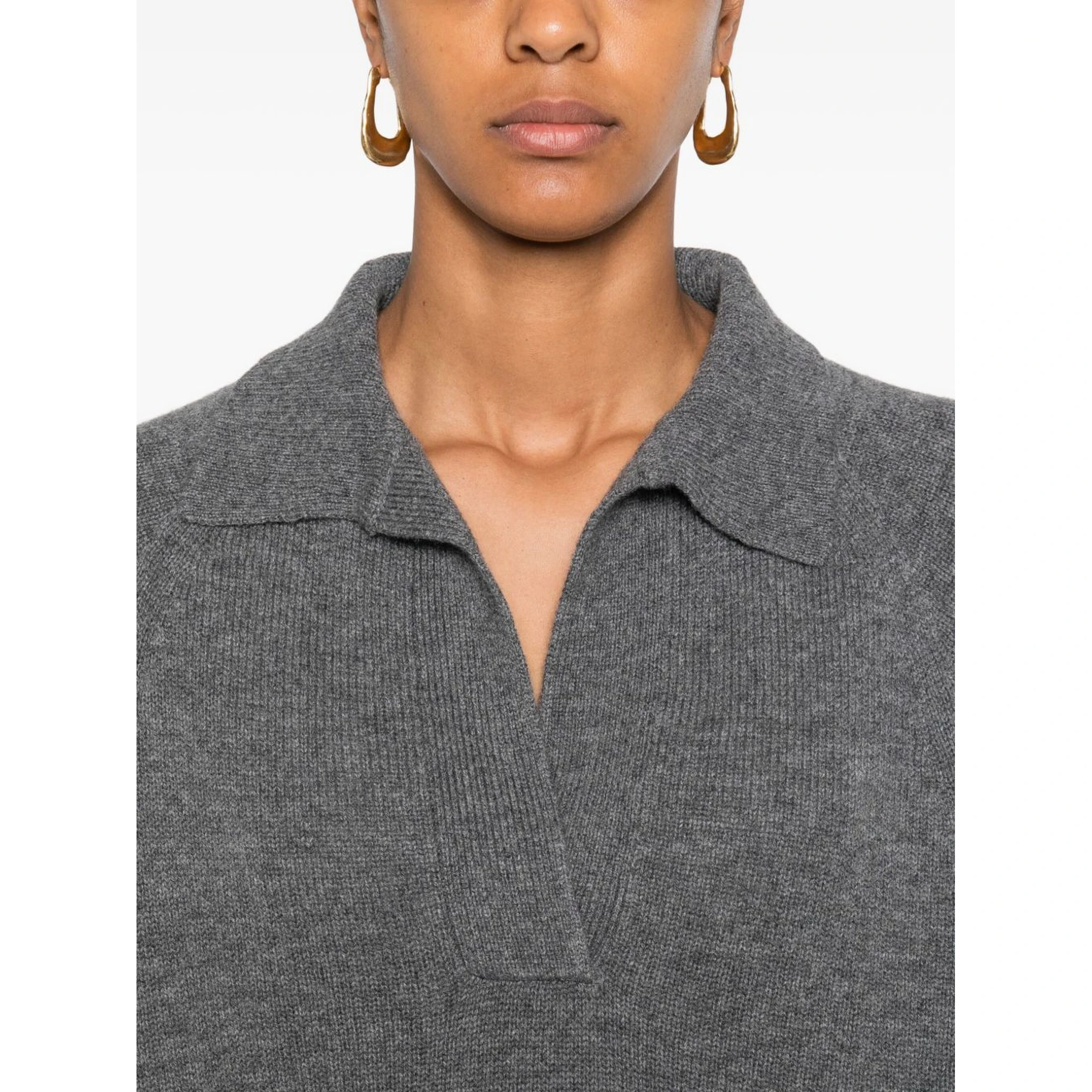 polo-neck short-sleeve top