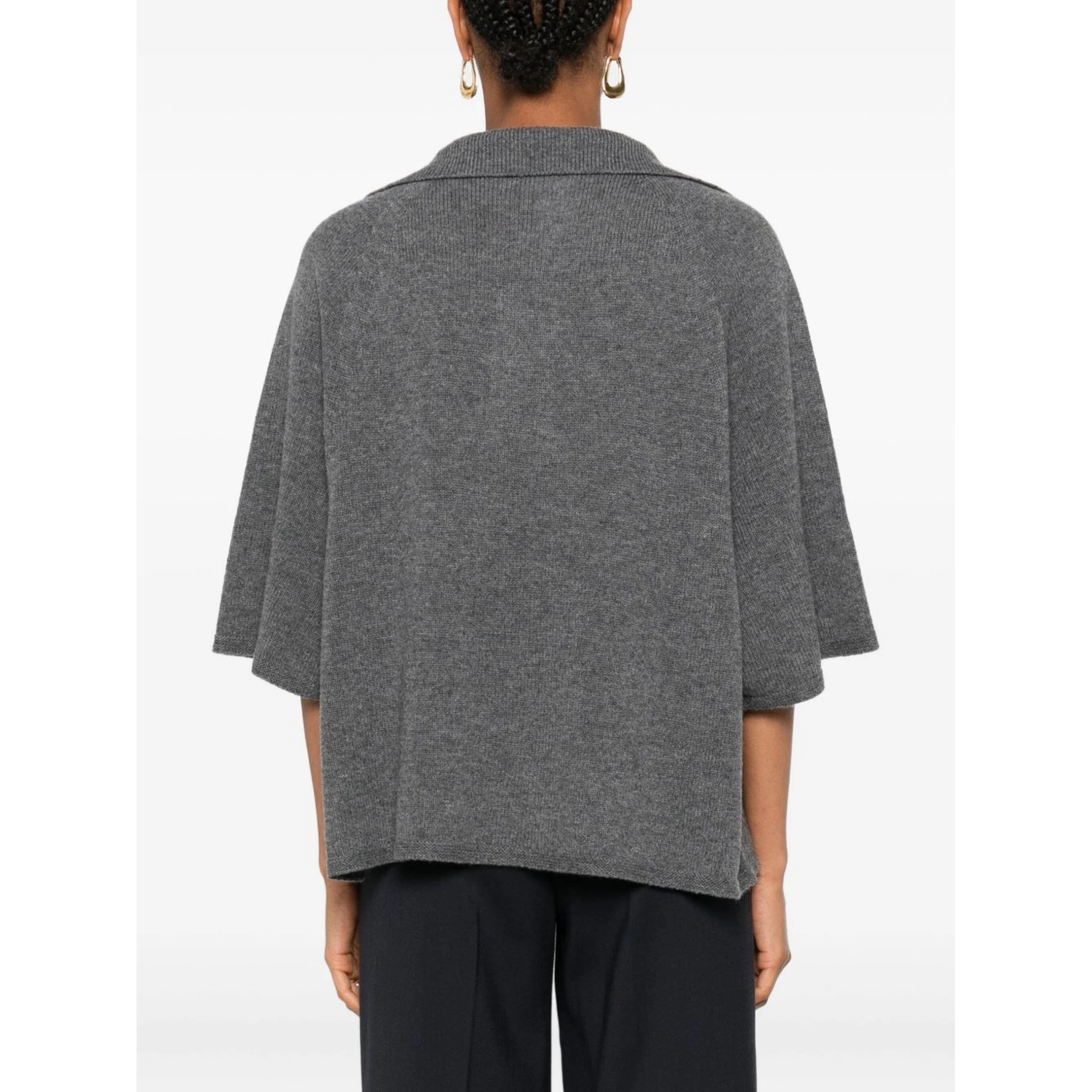 polo-neck short-sleeve top