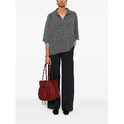 polo-neck short-sleeve top