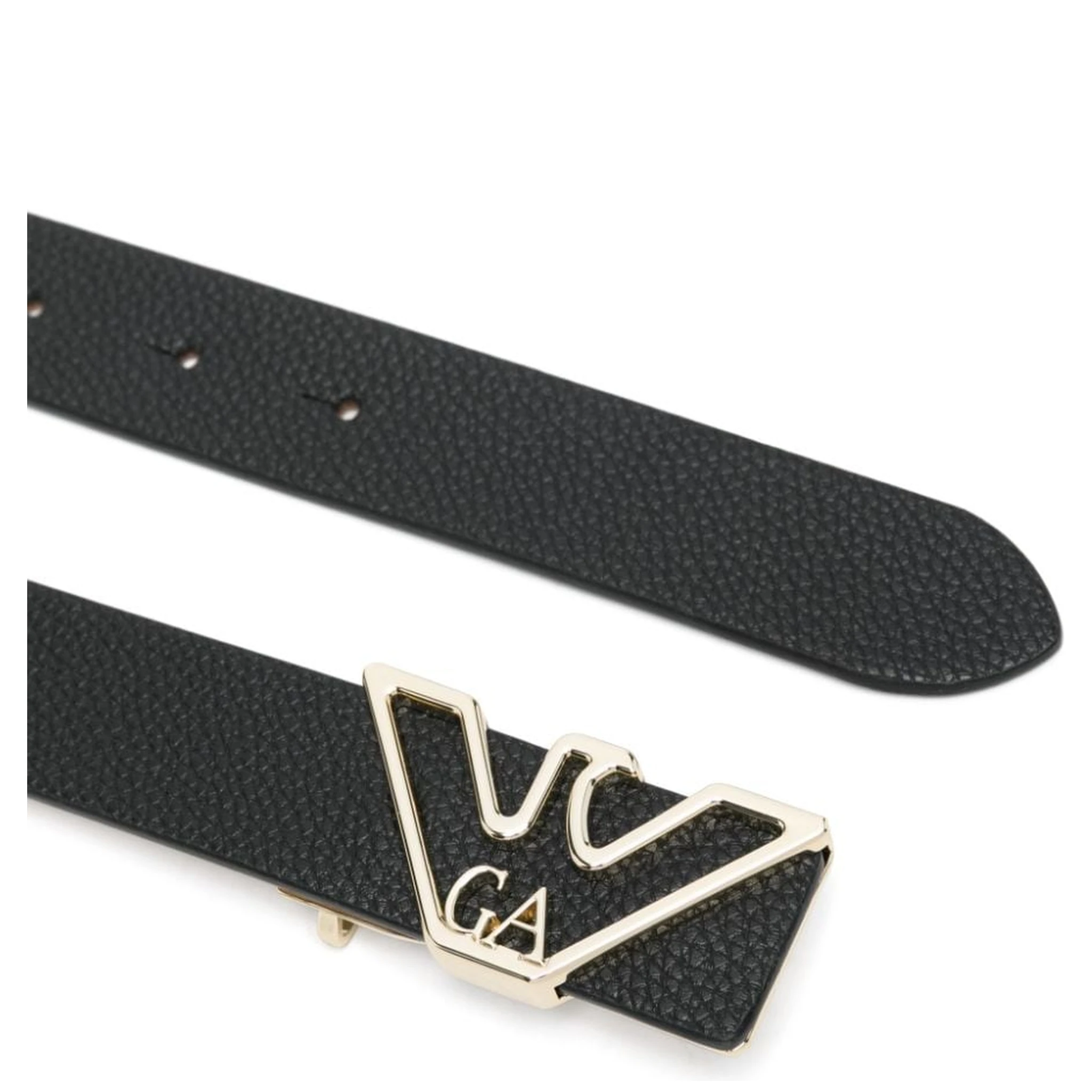 Logo Belt With Adjustable Length And Grained Texture In Black