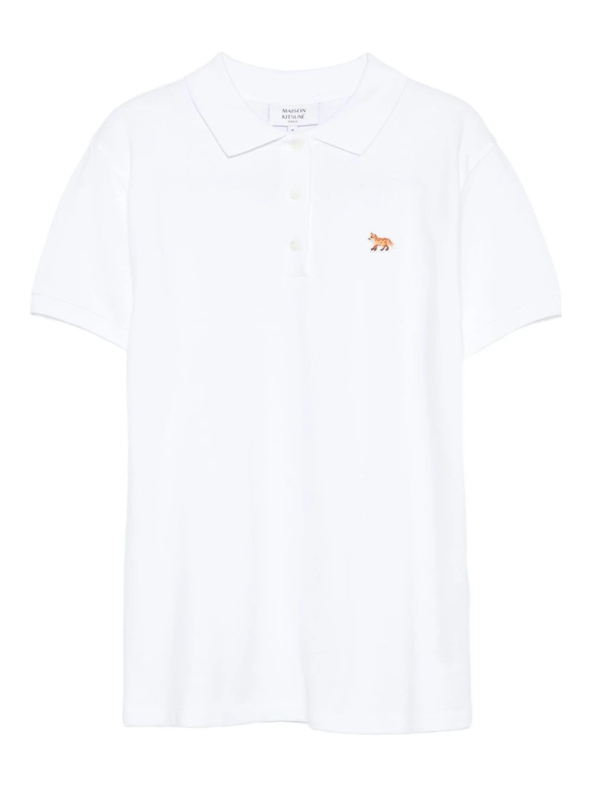 Baby Fox Cotton Polo Shirt In White