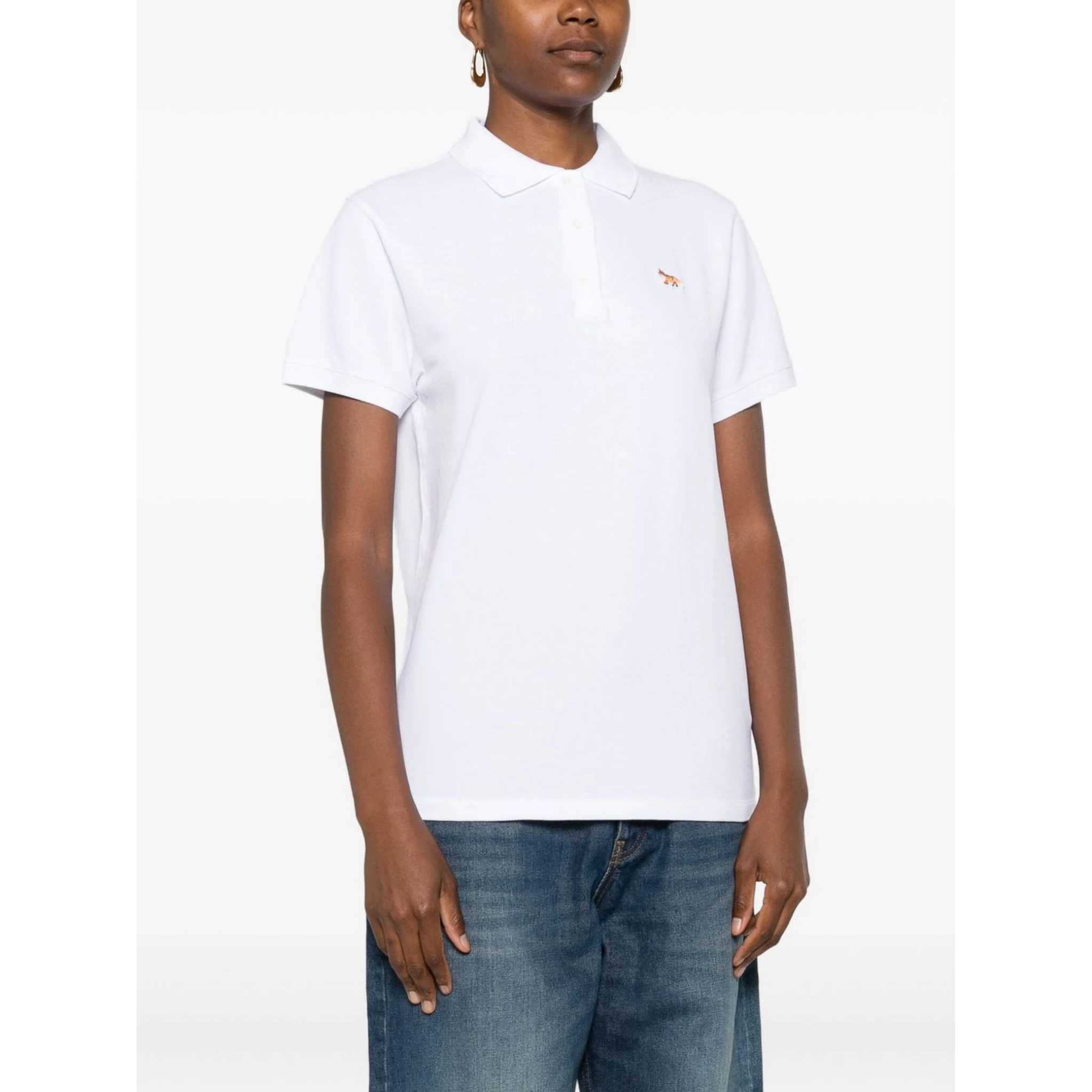 Baby Fox Cotton Polo Shirt In White