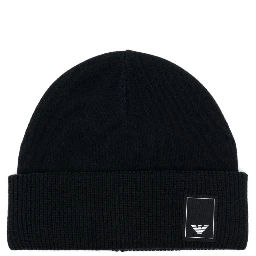 logo-plaque ribbed beanie
