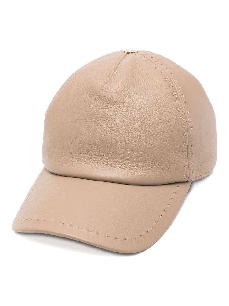 Max Mara leather debossed-logo cap