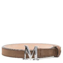 logo-buckle suede belt