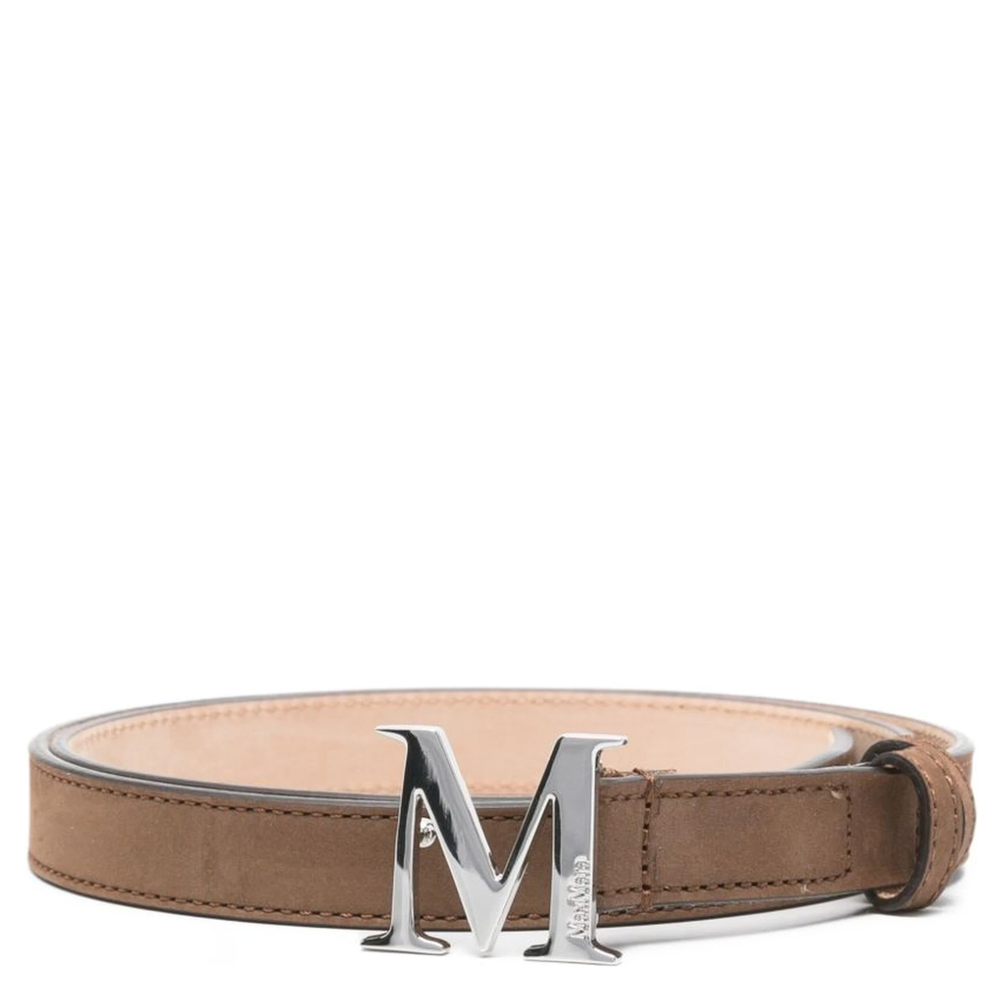 logo-buckle suede belt