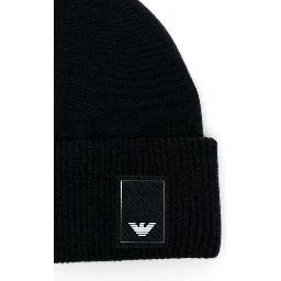 logo-plaque ribbed beanie
