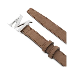 logo-buckle suede belt