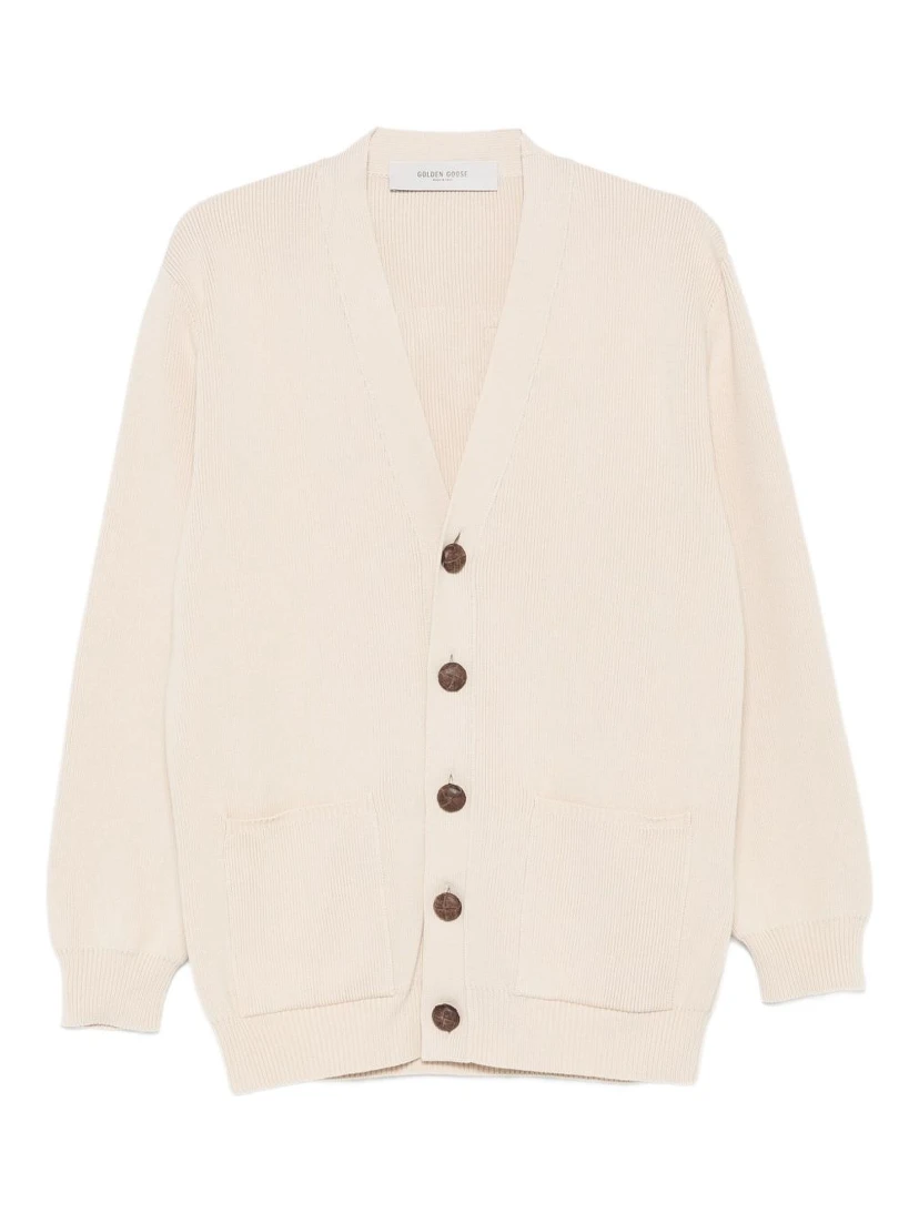 ribbed V-neck cardigan