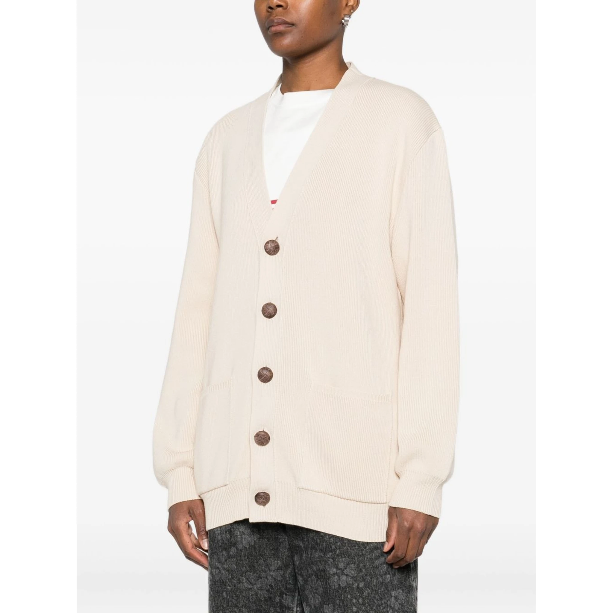 ribbed V-neck cardigan