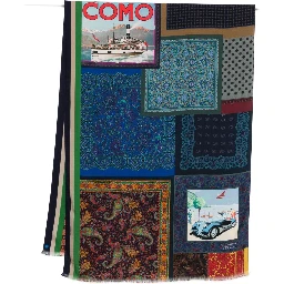 Lago Di Como Silk Printed Scarf In Multi