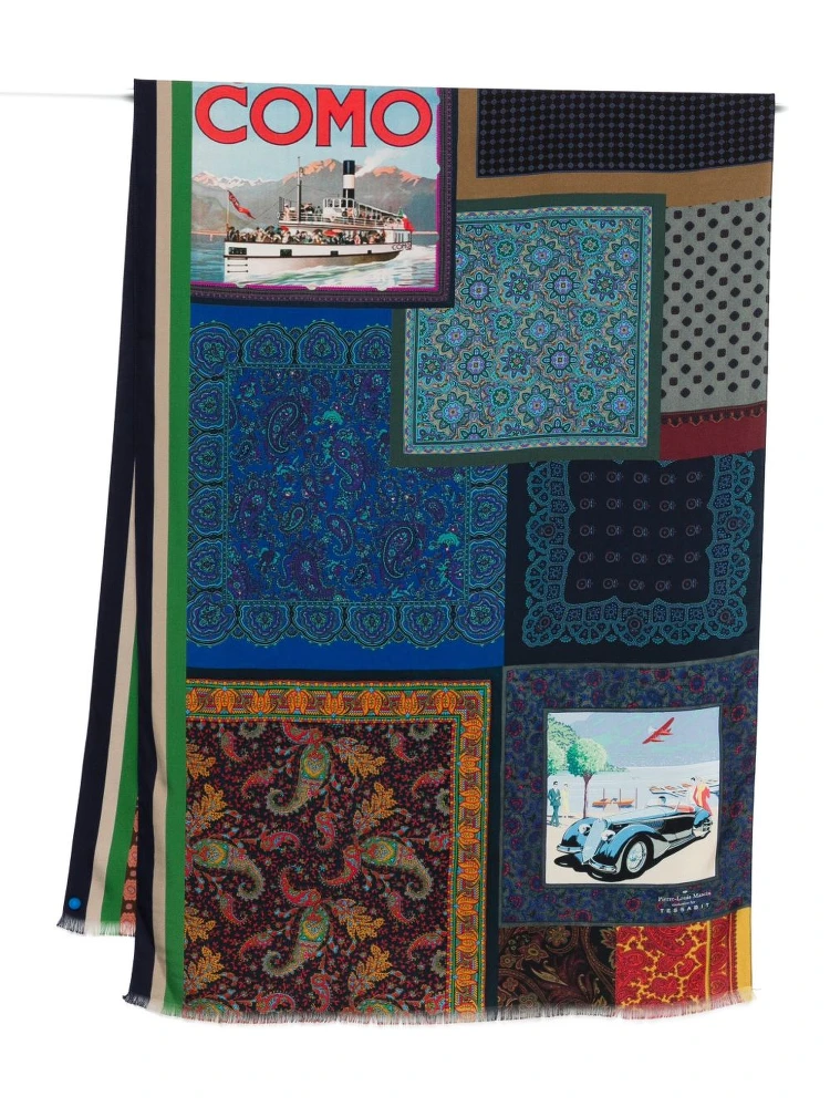 Lago Di Como Silk Printed Scarf In Multi