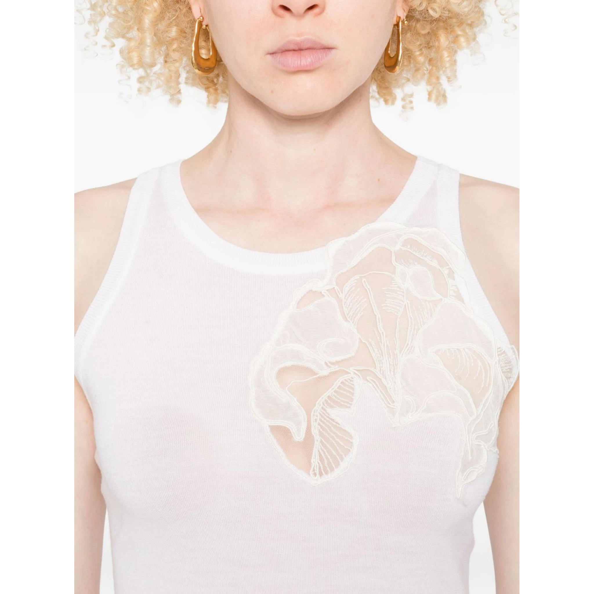 lace-embellished tank top