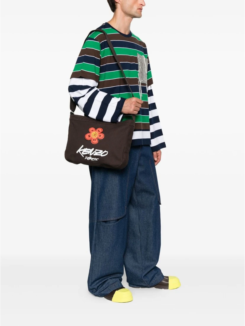 slogan-print shoulder bag