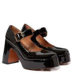 Mary Jane Lace-up Block Heel Shoes In Black