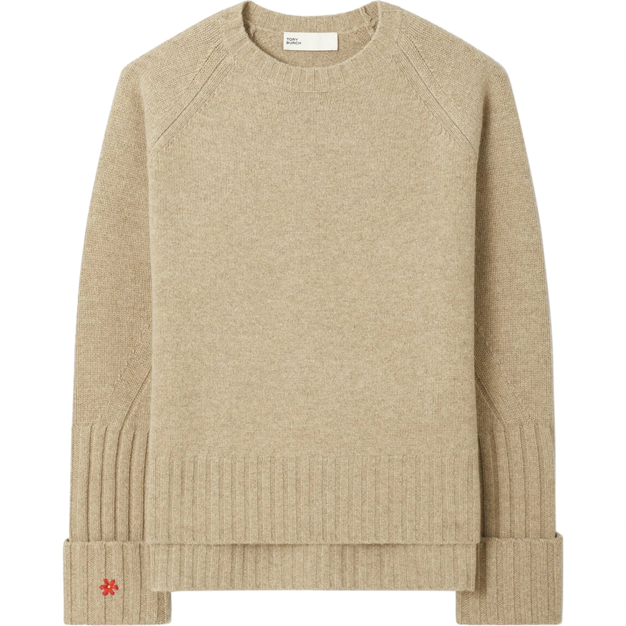 floral-embroidered ribbed sweater