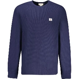 Blue Cotton Men Sweater
