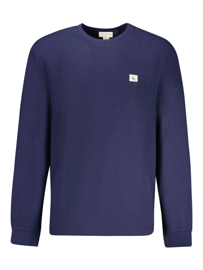 Blue Cotton Men Sweater