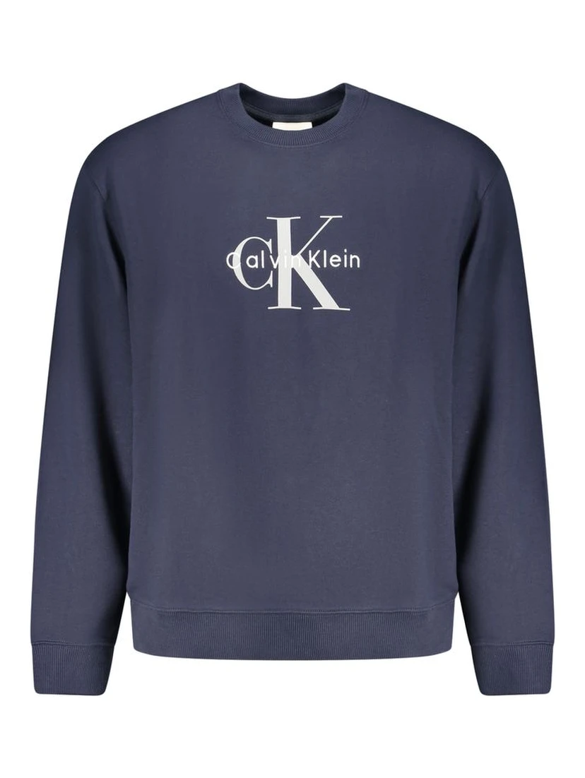 Blue Cotton Men Sweater