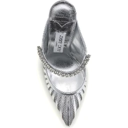 Silver Leather High Heel Pumps