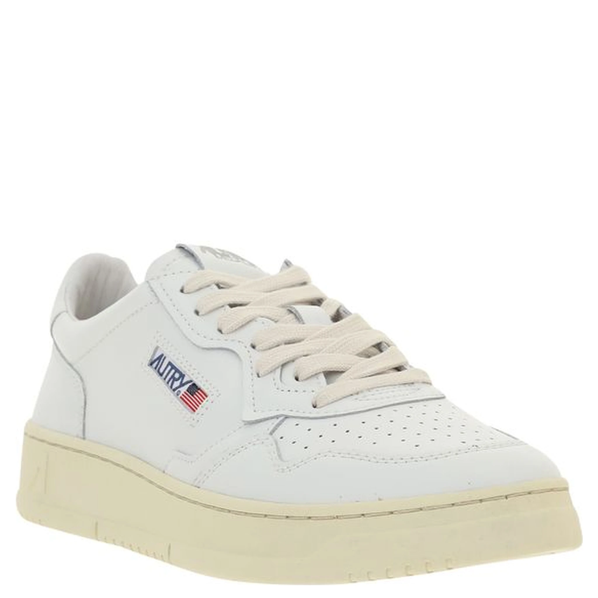 White Calf Leather Bos Taurus Low Top Sneakers