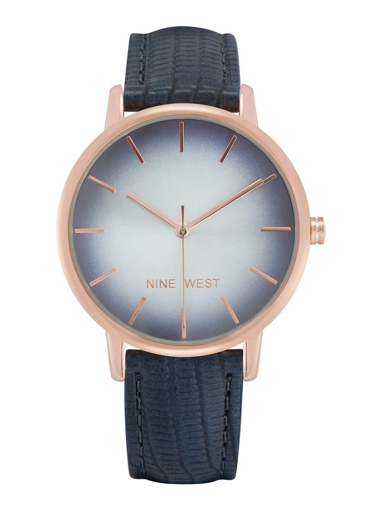 Blue Leather Dress Watch