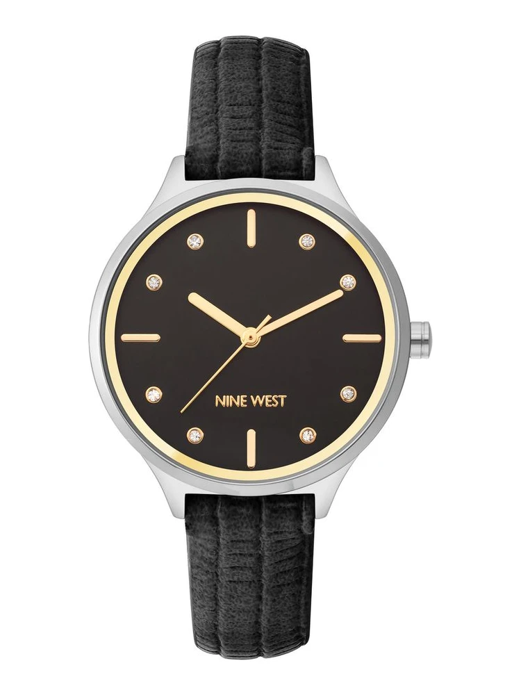 Black Leather Dress Watch