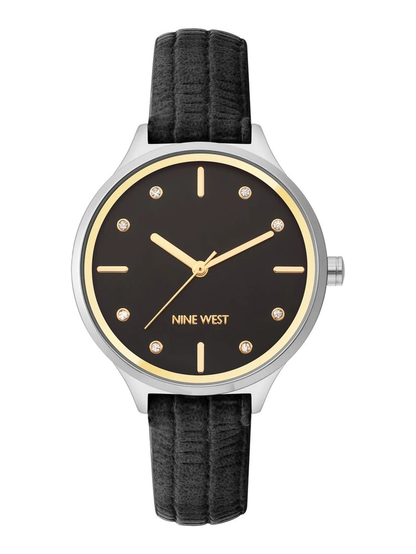 Black Leather Dress Watch