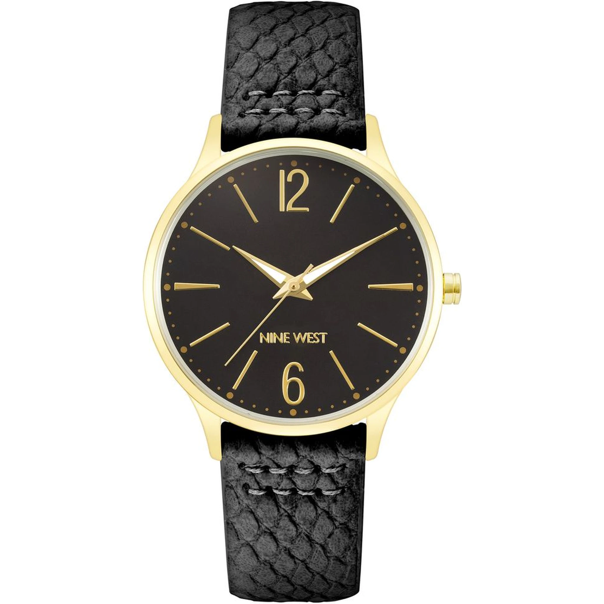 ساعة يد رسمية من الجلد الأسود