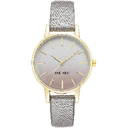 ساعة يد رسمية من الجلد الرمادي