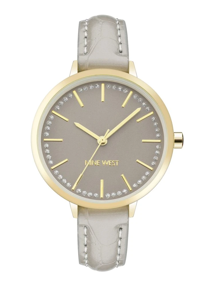 Gray Leather Dress Watch