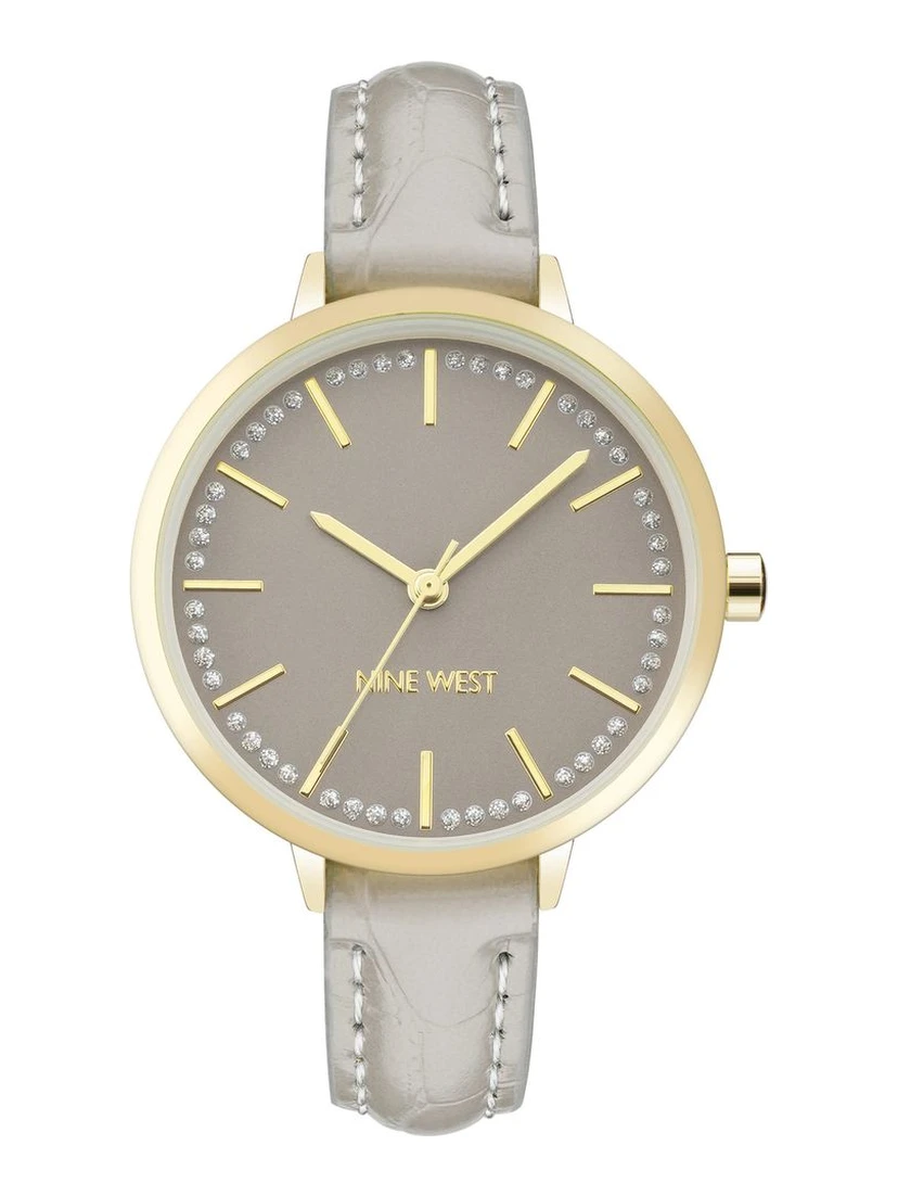 Gray Leather Dress Watch