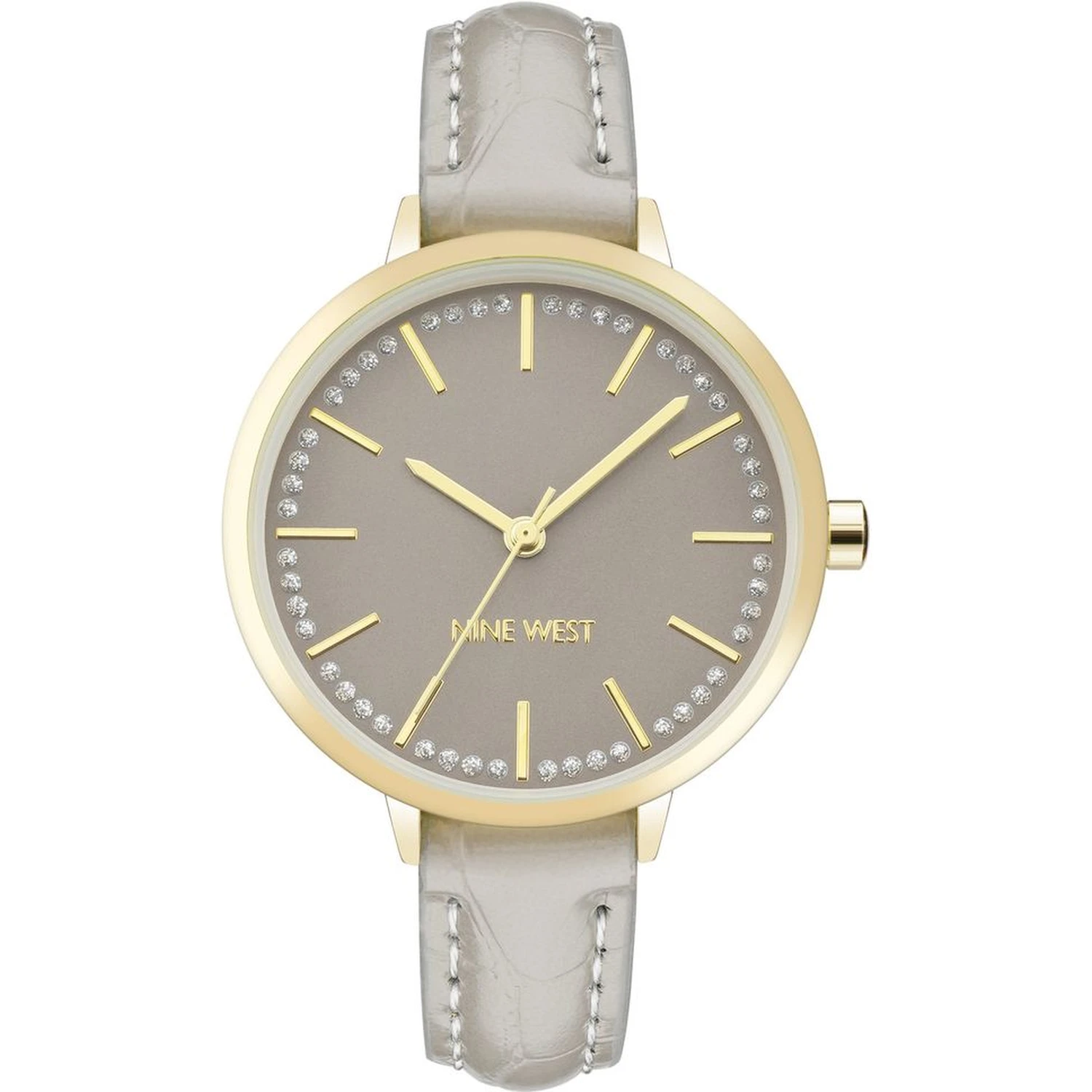 Gray Leather Dress Watch