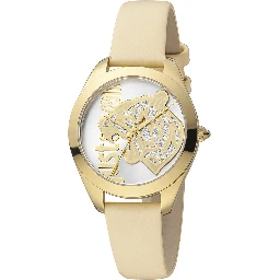 Beige Leather Dress Watch