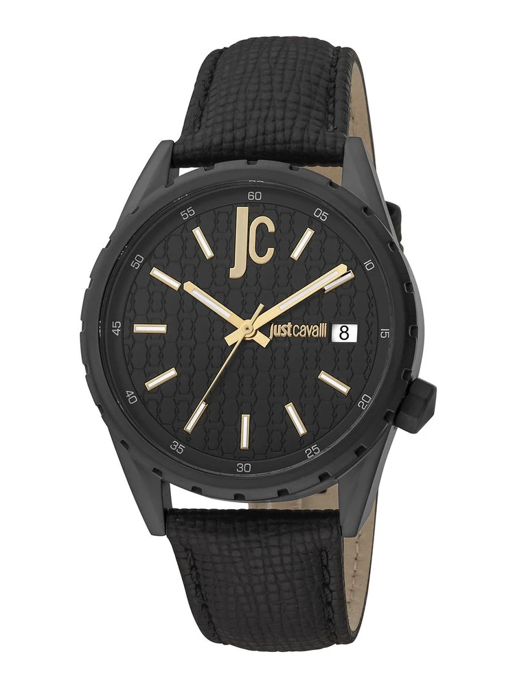 Black Leather Dress Watch