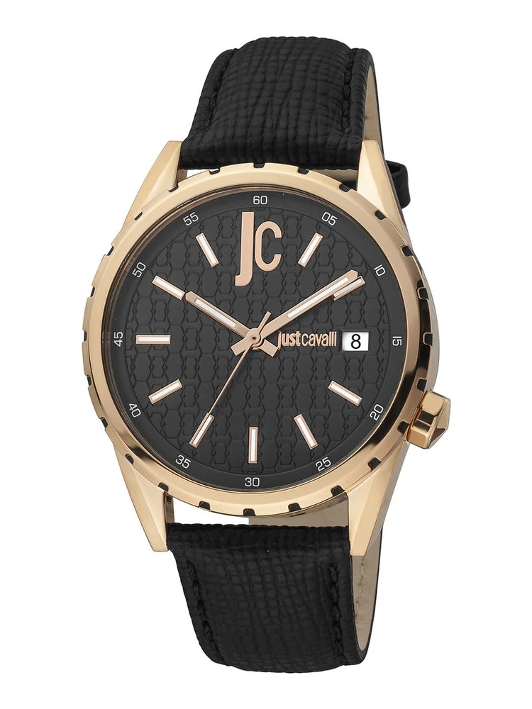 Black Leather Dress Watch